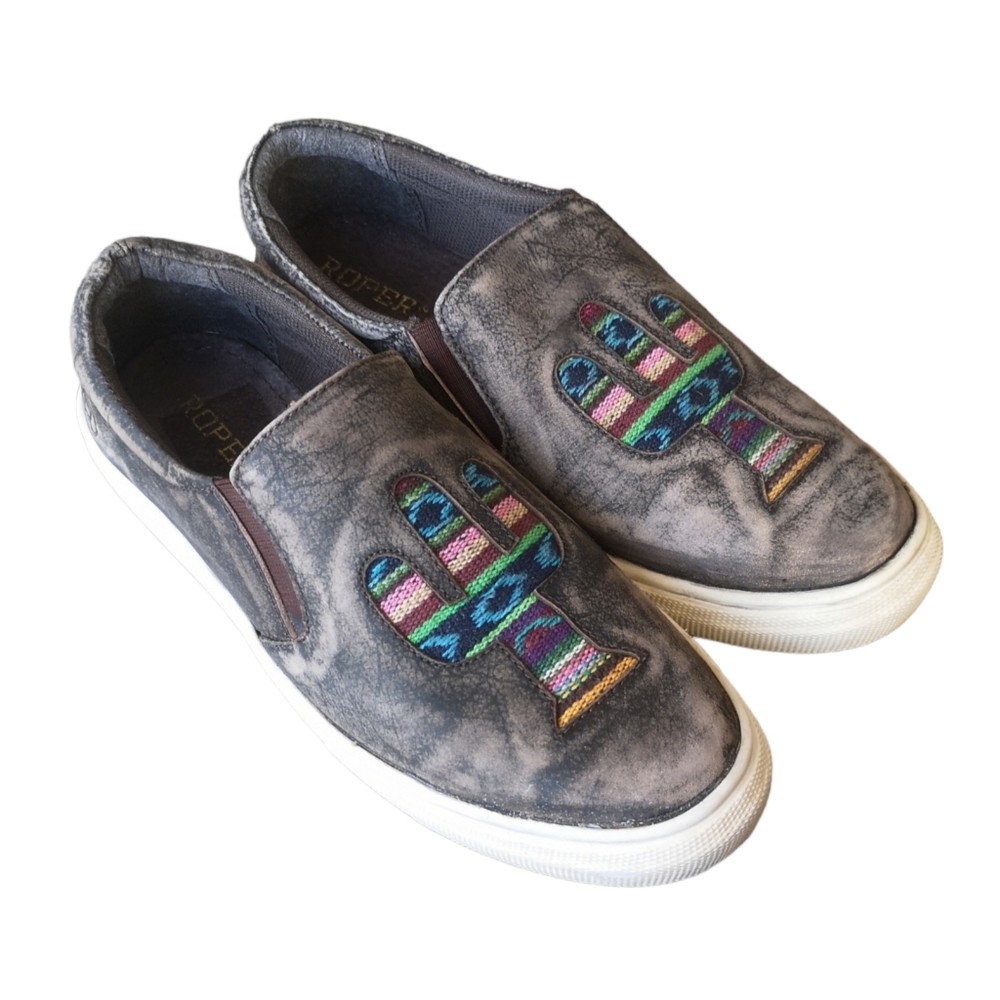 Roper Southwestern Cowboy Cowgirl Cactus Western Slip On athletic sneakers Shoes
